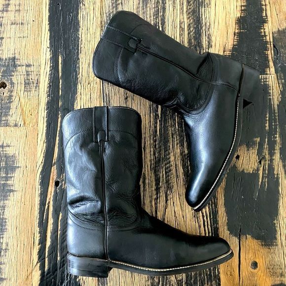 Justin Boots Shoes Justin Boots Diamond J Vintage Black Leather